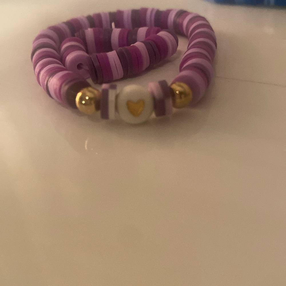 Clay bead bracelet and matching ring